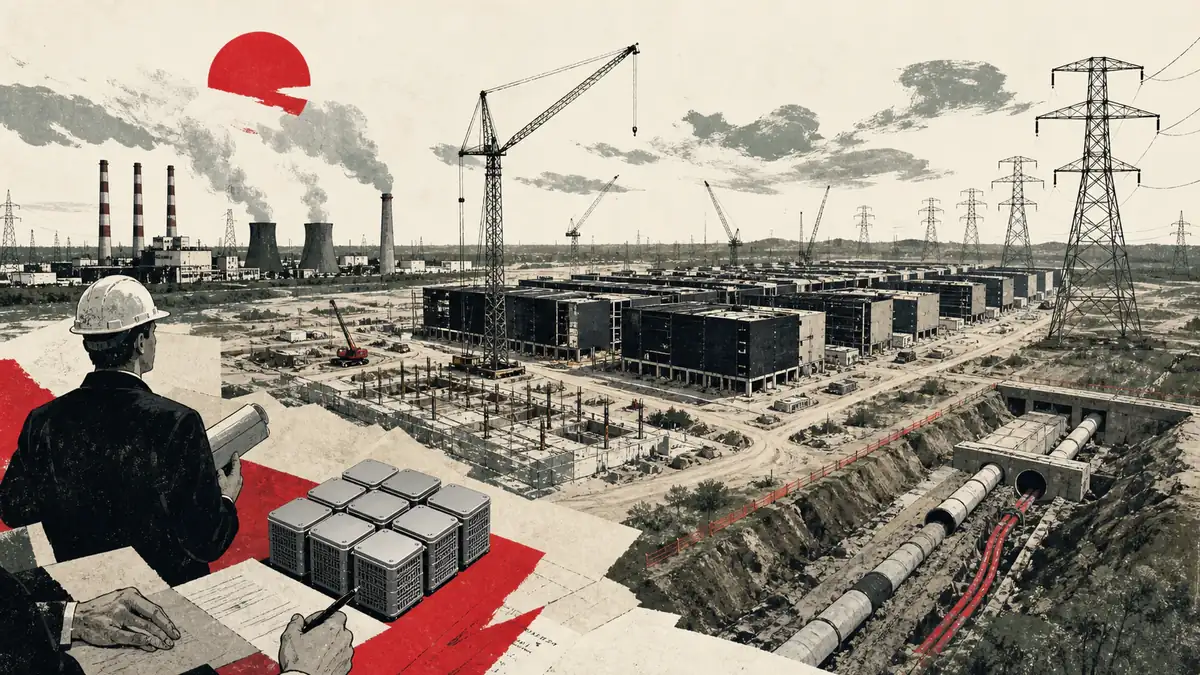 Un enorme campus de centros de datos se extiende por Ohio entre líneas eléctricas, grúas y módulos de cómputo
